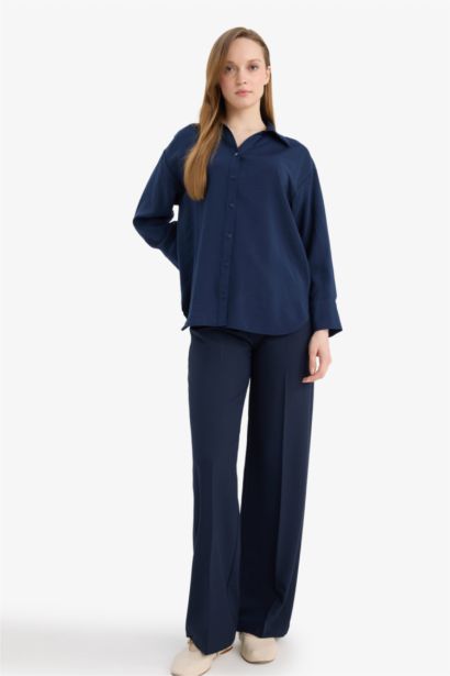 Relax Fit Shirt Collar Long Sleeve Shirt