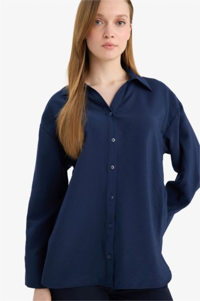 Relax Fit Shirt Collar Long Sleeve Shirt
