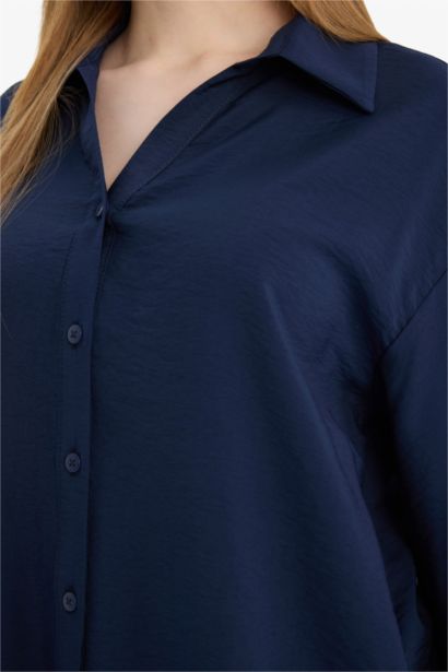 Relax Fit Shirt Collar Long Sleeve Shirt