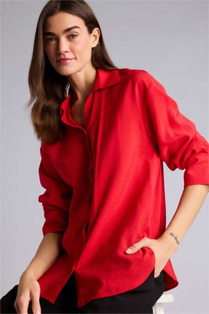 Relax Fit Shirt Collar Long Sleeve Shirt