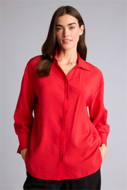 Relax Fit Shirt Collar Long Sleeve Shirt