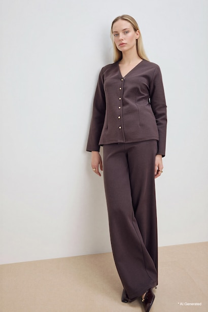 Straight Wide Leg Trousers
