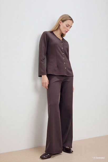 Straight Wide Leg Trousers
