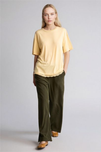 Straight Fit Wide Leg Trousers