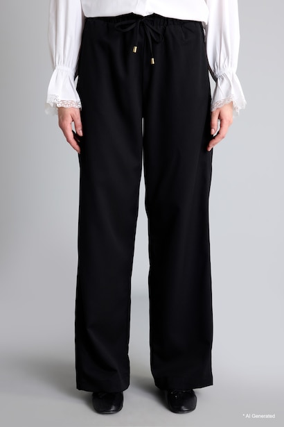 Regular Fit Elastik Bel Geniş Paça Pantolon