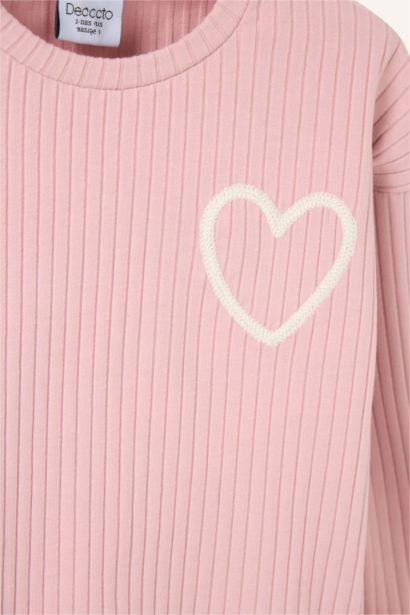 Baby Girl Heart Patterned Ribbed Camisole 2 Piece Set