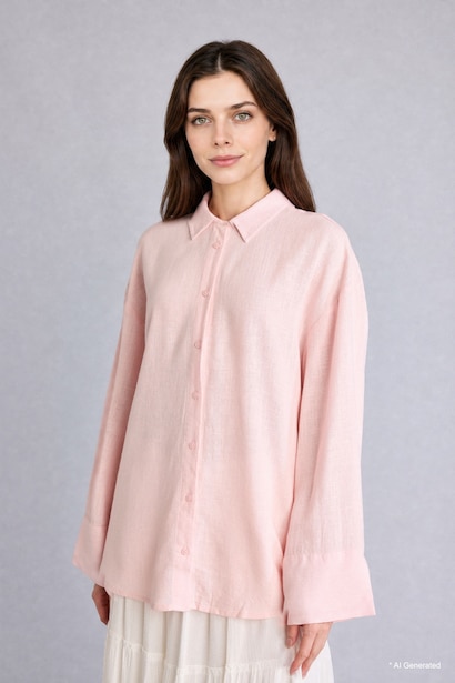Keten Karışımlı Regular Fit Uzun Kollu Tunik