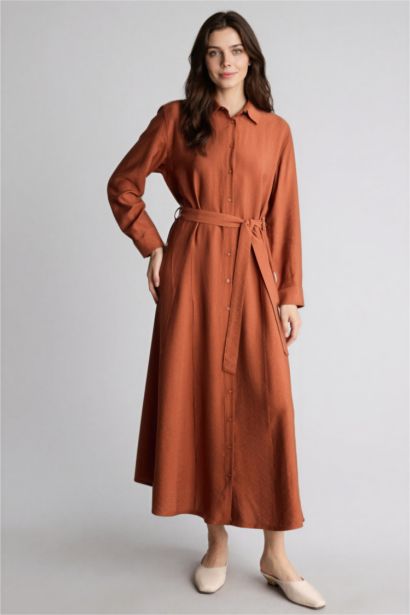 Robe Tissée À Manches Longues