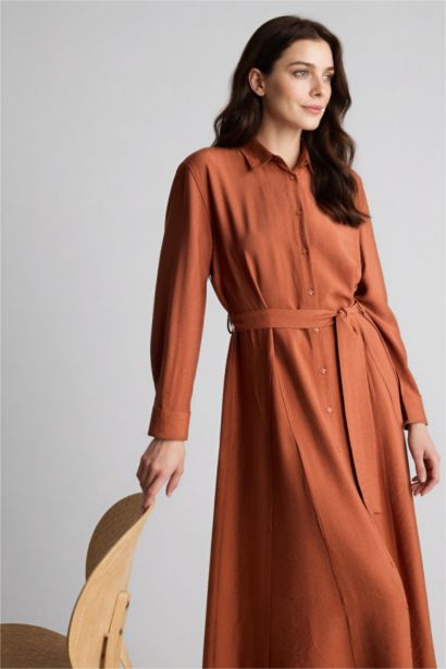 Robe Tissée À Manches Longues