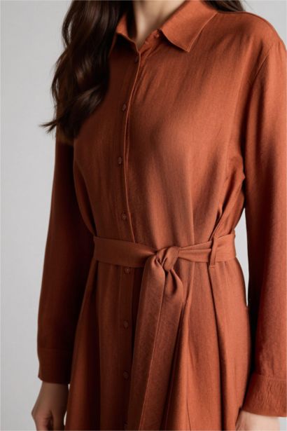 Robe Tissée À Manches Longues