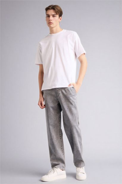 Yumuşak Dokulu Wide Leg Jean Pantolon