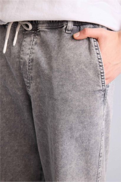 Yumuşak Dokulu Wide Leg Jean Pantolon