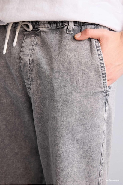 Soft Textured Wide Leg Jeans