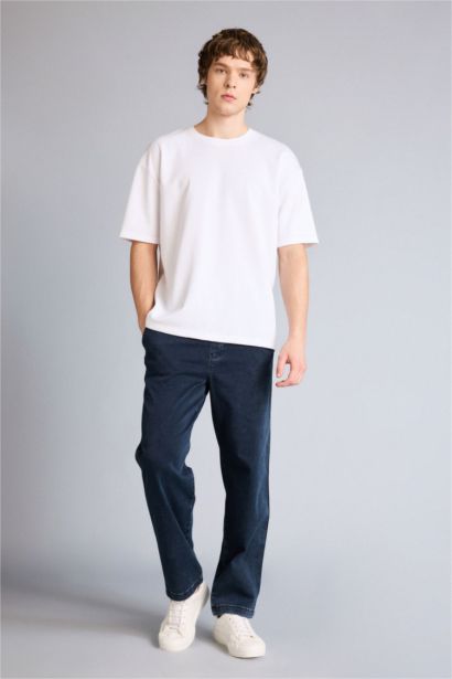 Yumuşak Dokulu Wide Leg Jean Pantolon