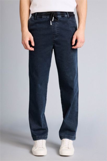 Yumuşak Dokulu Wide Leg Jean Pantolon