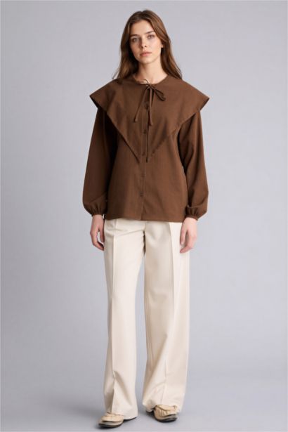 Cotton Regular Fit Flamed Long Sleeve Tunic