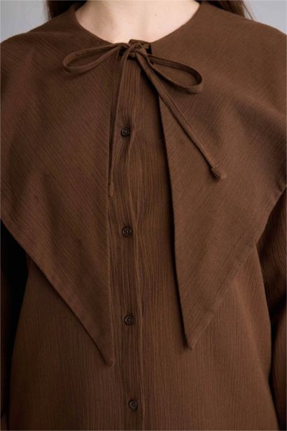 Cotton Regular Fit Flamed Long Sleeve Tunic