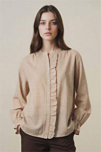 Regular Fit Plaid Long Sleeve Tunic