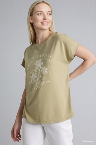 Floral Crew Neck Short Sleeve T-Shirt