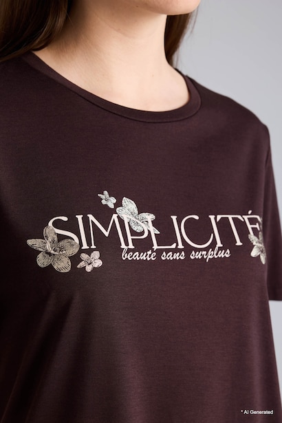 Regular Fit Crew Neck Slogan Print T-Shirt