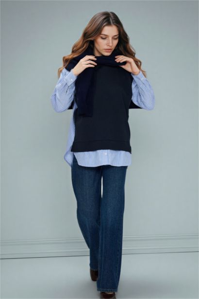 Regular Fit Crew Neck Sweatshirt Fabric Tunic