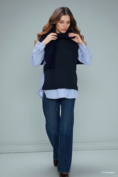 Regular Fit Crew Neck Sweatshirt Fabric Tunic