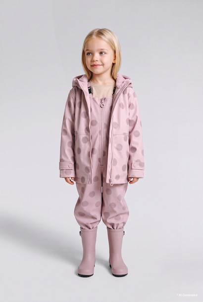 Baby Girl Polka Dot Plush Lined Hooded Jacket