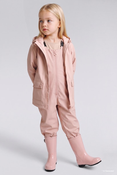 Girl Waterproof Hooded Pink Raincoat