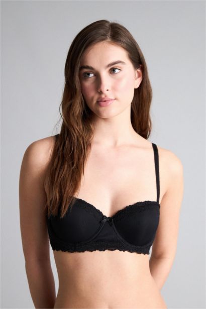 Lace Detail Micro Half Padded Underwired Bra
