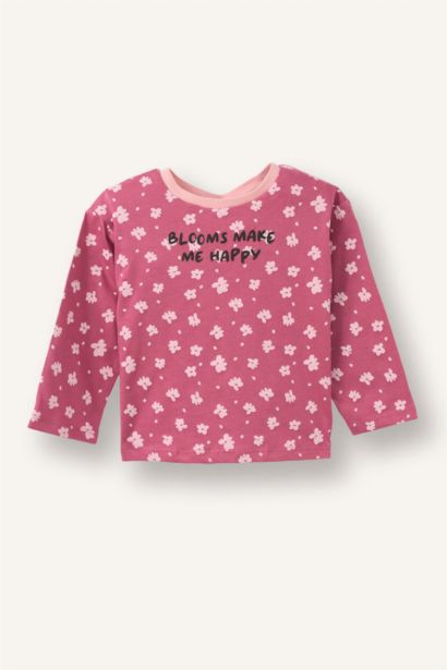 Baby Girl Regular Fit Crew Neck Floral Cotton T-Shirt