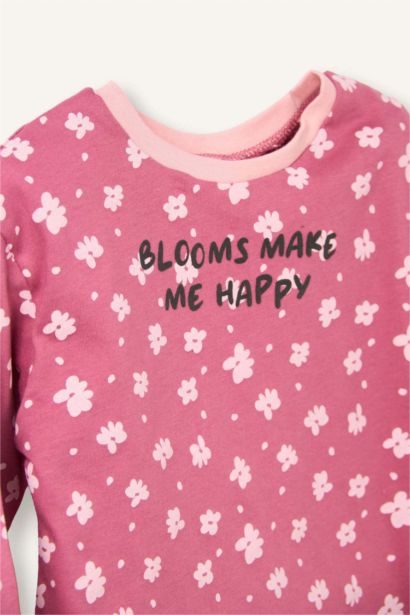 Baby Girl Regular Fit Crew Neck Floral Cotton T-Shirt