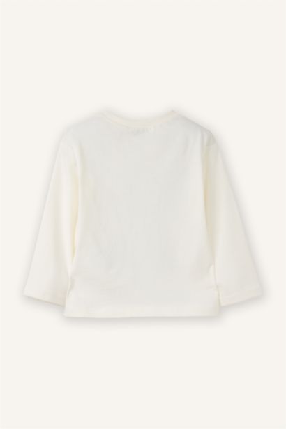 تيشيرت بيبي بناتي كم طويل قصة عادية ملمس ناعم