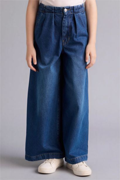 بنطرون جينز بناتي وايد ليج برجل واسع