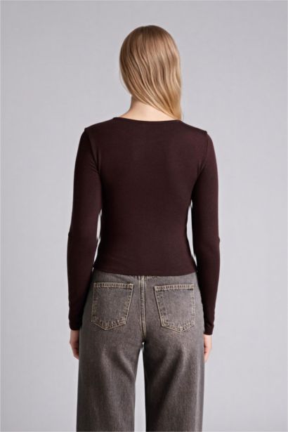 Fıtted Bisiklet Yaka Ribana Hırka