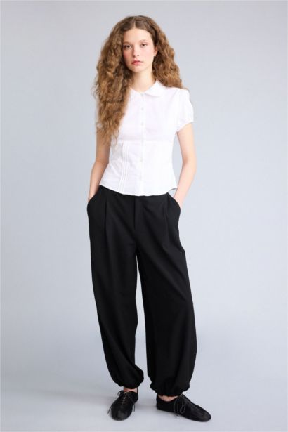 Balloon Fıt Yarı Elastik Bantlı Bel Pantolon