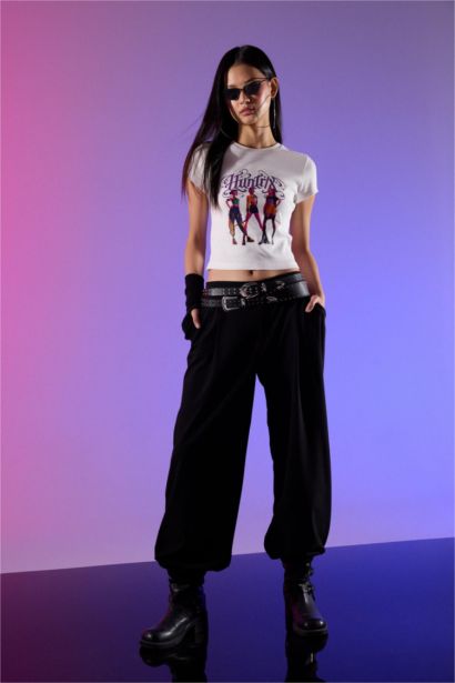 بنطرون بوبلين بالون فيت بجيب وخصر عادي