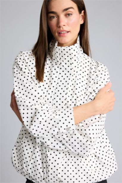 Veste en popeline à pois Col officier