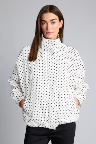 Veste en popeline à pois Col officier