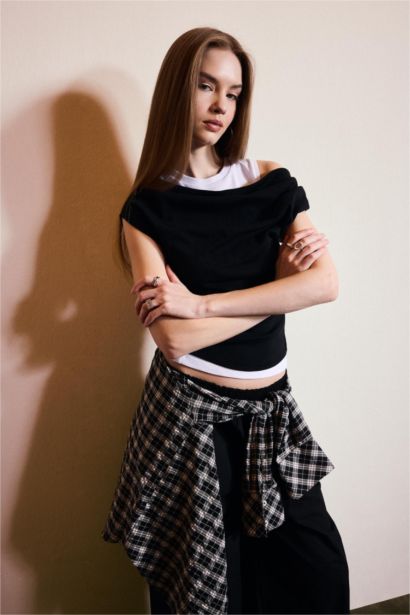 Slım Fıt Ribana Kısa Kollu Tişört