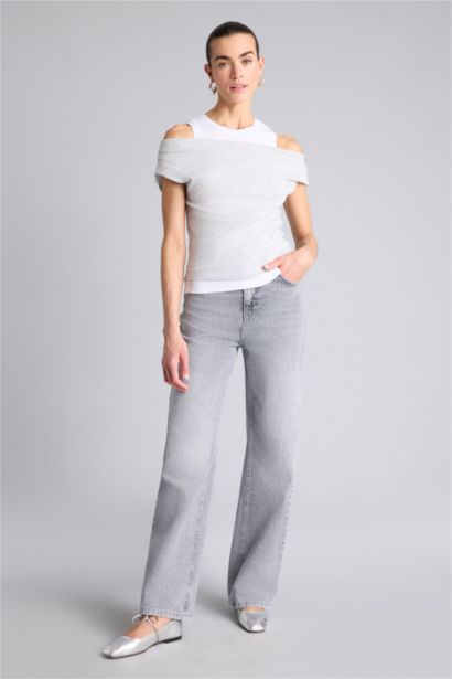 Slım Fıt Çift Katmanlı Ribana Tişört