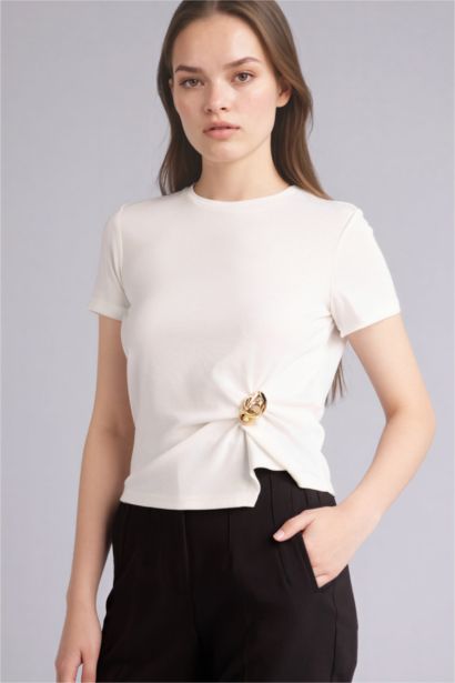 Slim Fit Crew Neck Ribbed Short Sleeve T-Shirt