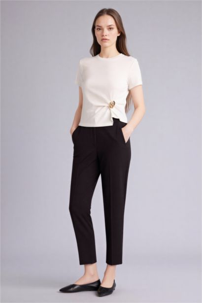 Slim Fit Crew Neck Ribbed Short Sleeve T-Shirt