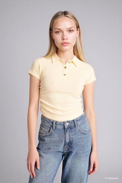 Slım Fıt Fitilli Kaşkorse Polo Tişört