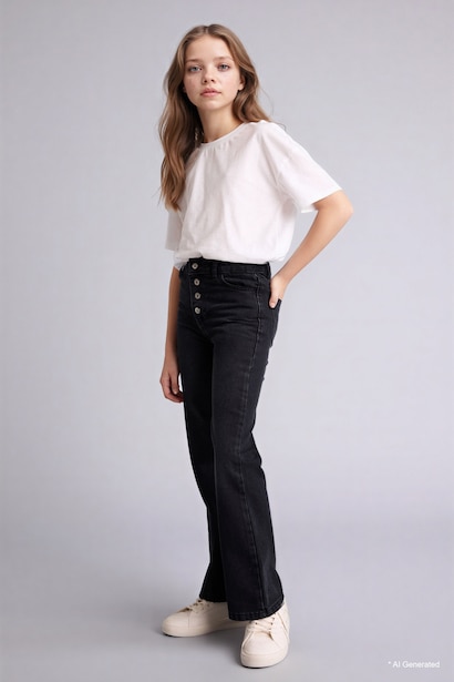 Bootcut Fit Jean Kız Çocuk
