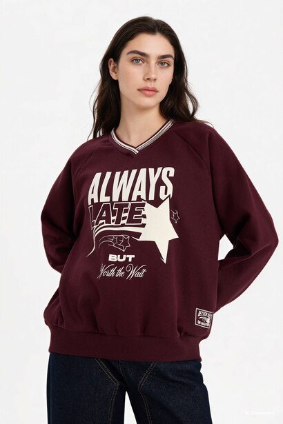 Oversıze Baskılı Sweatshirt