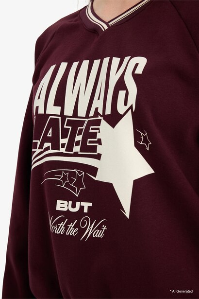Oversıze Baskılı Sweatshirt