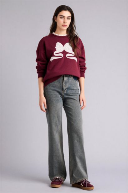 سويت شيرت اوفر سايز قماش سميك بياخة مستديرة