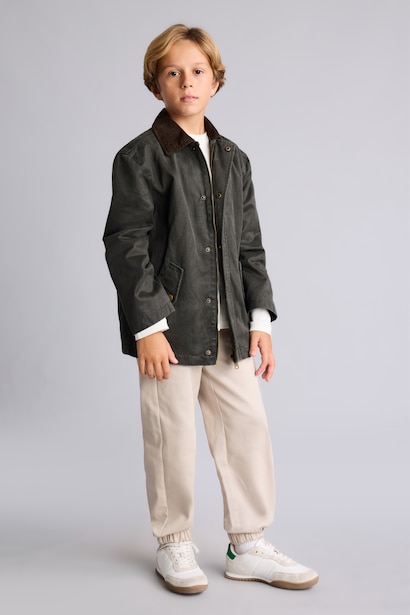 Boy Polo Collar Cotton Lined Puffer Jacket