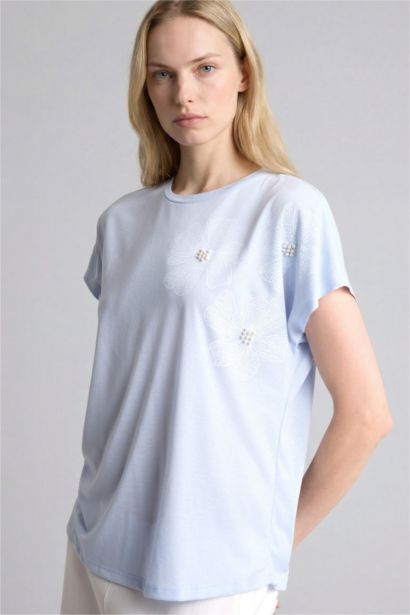 Relaxed Fit Kısa kollu Çiçek desenli Tişört