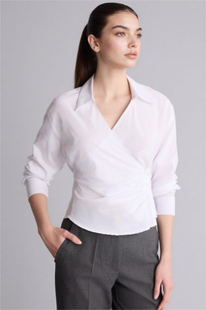 Slim Fit Shirt Collar Long Sleeve Shirt